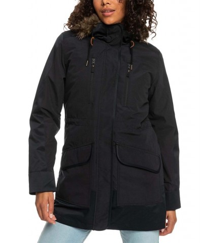 Juniors' Amy Faux-Fur Hood Snow Jacket True Black $53.11 Jackets