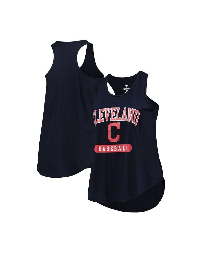 Women's Branded Navy Cleveland Indians Plus Size Scoop Neck Racerback Tank Top Navy $16.40 Tops