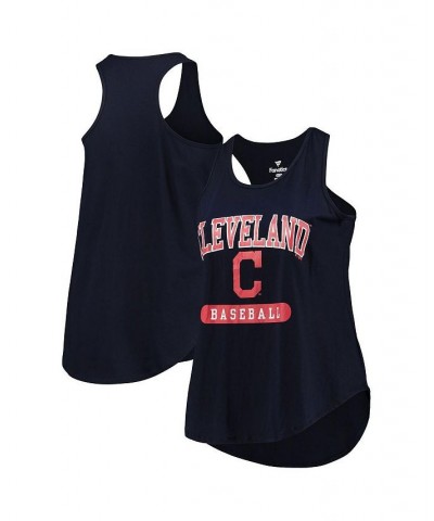 Women's Branded Navy Cleveland Indians Plus Size Scoop Neck Racerback Tank Top Navy $16.40 Tops