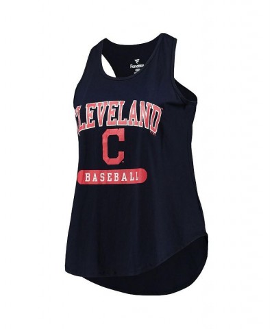 Women's Branded Navy Cleveland Indians Plus Size Scoop Neck Racerback Tank Top Navy $16.40 Tops