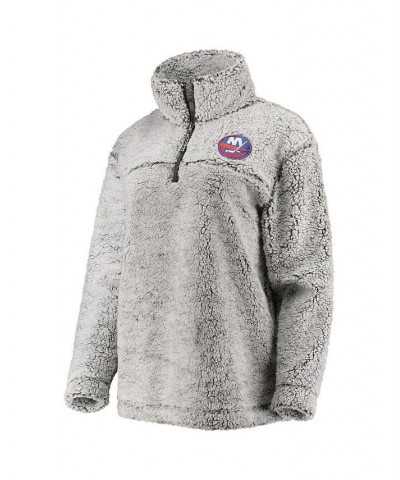 Women's Gray New York Islanders Sherpa Quarter-Zip Pullover Jacket Gray $40.55 Jackets