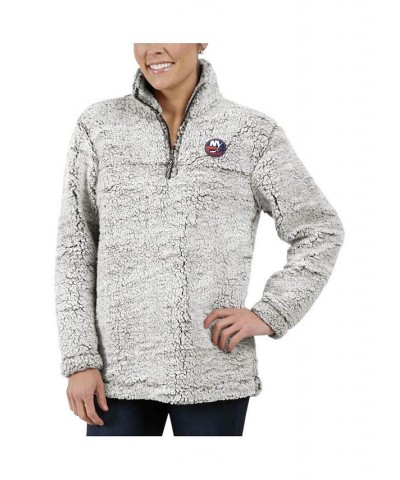 Women's Gray New York Islanders Sherpa Quarter-Zip Pullover Jacket Gray $40.55 Jackets