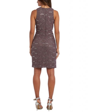 Petite Illusion Lace Bodycon Dress Mocha $42.57 Dresses