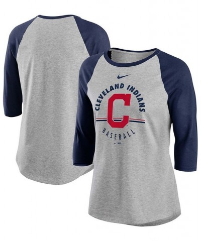 Women's Gray Navy Cleveland Indians Encircled Tri-Blend 3/4-Sleeve Raglan T-shirt Gray, Navy $24.20 Tops