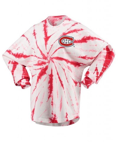 Women's Red Montreal Canadiens Spiral Tie-Dye Long Sleeve T-shirt Red $32.90 Tops