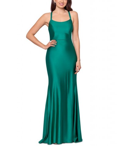 Lace-Up Gown Green $124.27 Dresses
