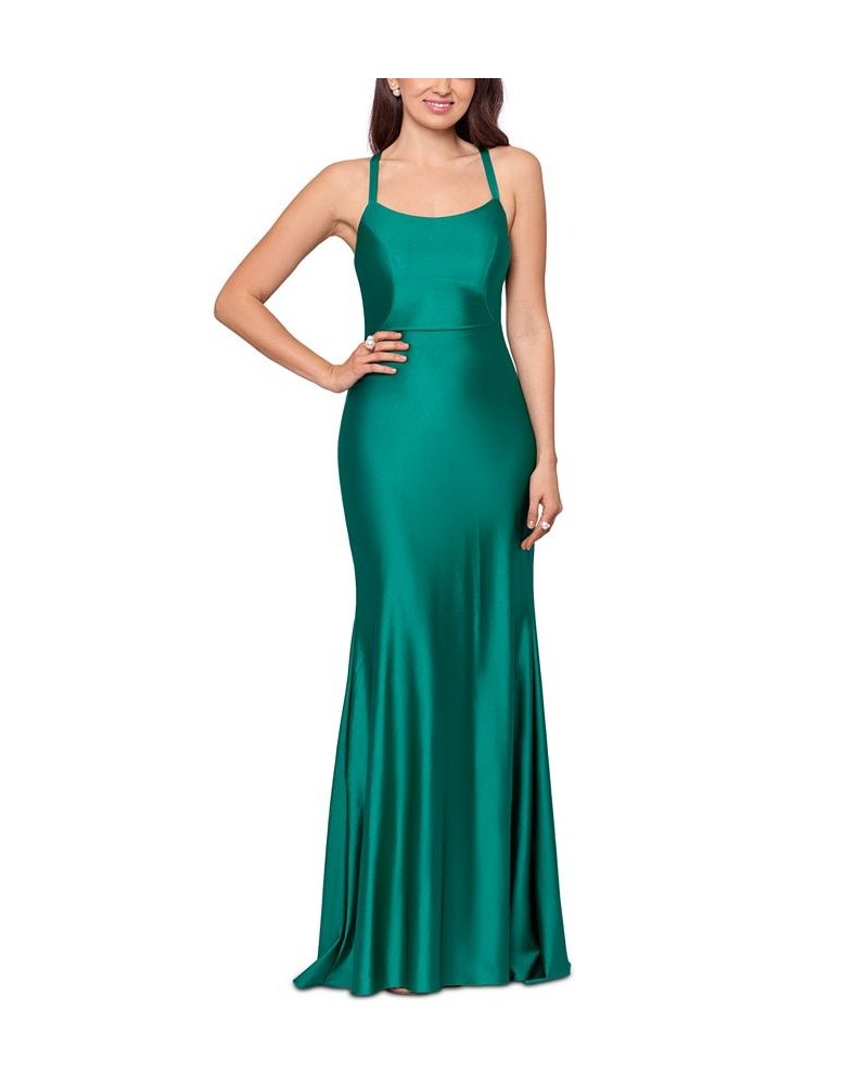 Lace-Up Gown Green $124.27 Dresses