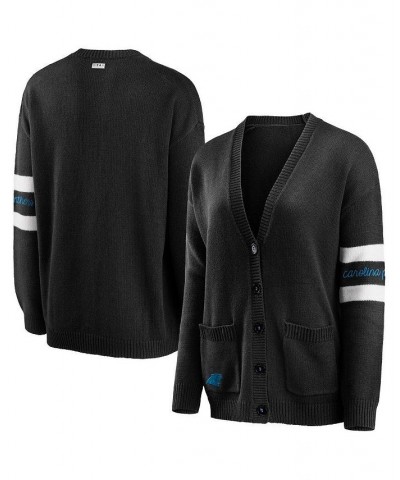 Women's Black Carolina Panthers Button-Up Knit Cardigan Black $35.10 Sweaters