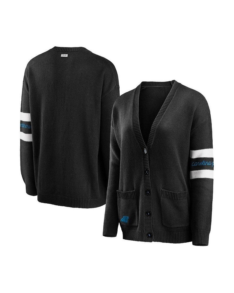 Women's Black Carolina Panthers Button-Up Knit Cardigan Black $35.10 Sweaters