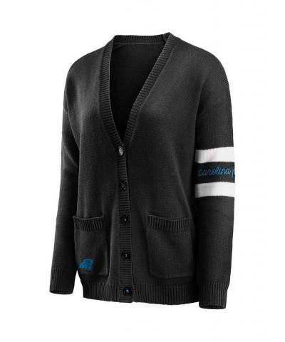 Women's Black Carolina Panthers Button-Up Knit Cardigan Black $35.10 Sweaters