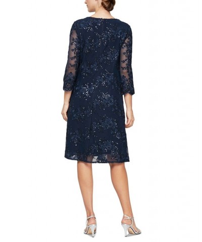 Embellished Layered-Look Dress Navy $87.02 Dresses