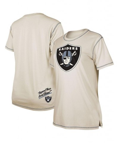 Women's Cream Las Vegas Raiders Split T-shirt Cream $29.99 Tops