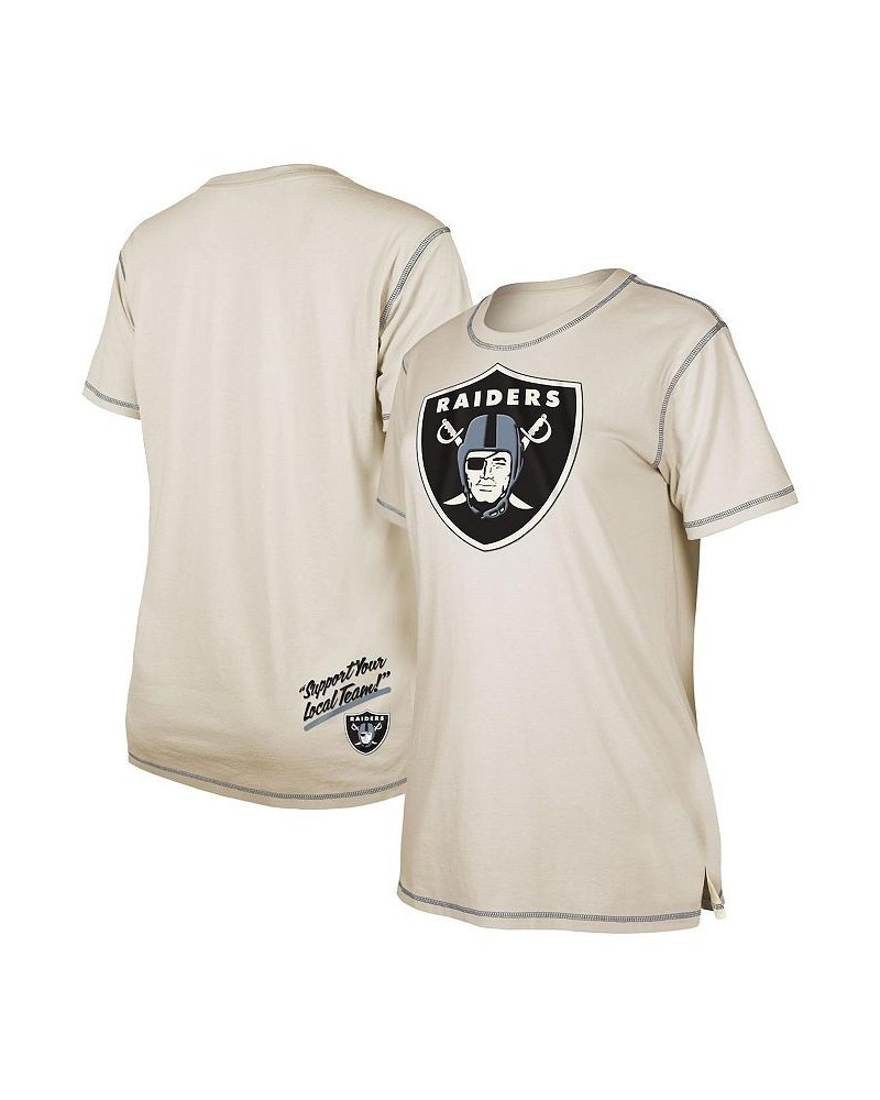 Women's Cream Las Vegas Raiders Split T-shirt Cream $29.99 Tops