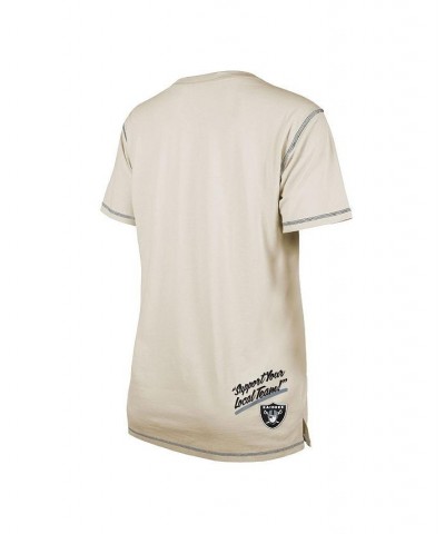 Women's Cream Las Vegas Raiders Split T-shirt Cream $29.99 Tops