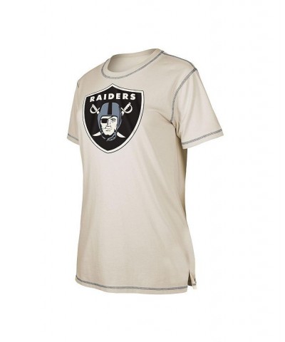 Women's Cream Las Vegas Raiders Split T-shirt Cream $29.99 Tops