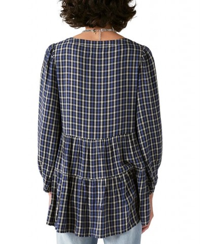 Women's Plaid-Print Tiered Tunic Top Multi $45.77 Tops