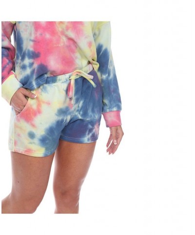 Women's Tie Dye Lounge Top Shorts Set 2-Piece Pink $23.52 Sleepwear