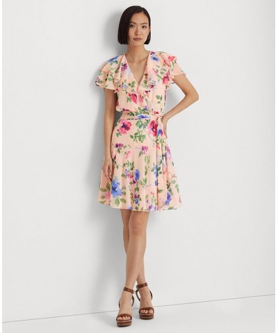 Petite Surplice Fit-&-Flare Dress Pink Multi $64.75 Dresses