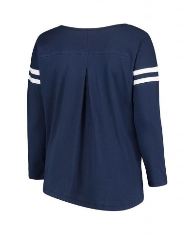 Women's Navy New England Patriots Plus Size Free Agent Long Sleeve T-shirt Navy $21.32 Tops