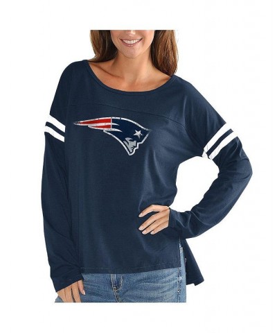 Women's Navy New England Patriots Plus Size Free Agent Long Sleeve T-shirt Navy $21.32 Tops