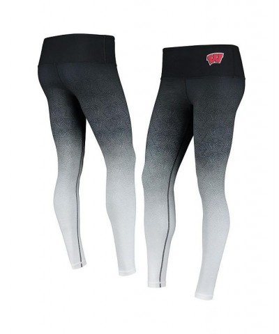 Women's Black White Wisconsin Badgers Geometric Print Ombre Leggings Black, White $26.00 Pants