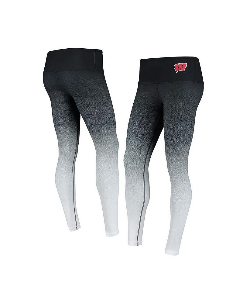 Women's Black White Wisconsin Badgers Geometric Print Ombre Leggings Black, White $26.00 Pants