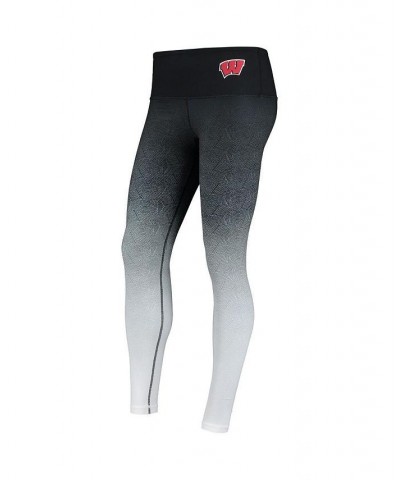 Women's Black White Wisconsin Badgers Geometric Print Ombre Leggings Black, White $26.00 Pants