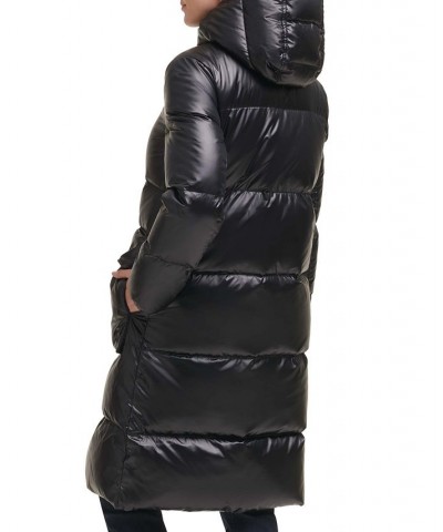 Women's Hooded Quilted Down Puffer Coat Black $96.20 Coats