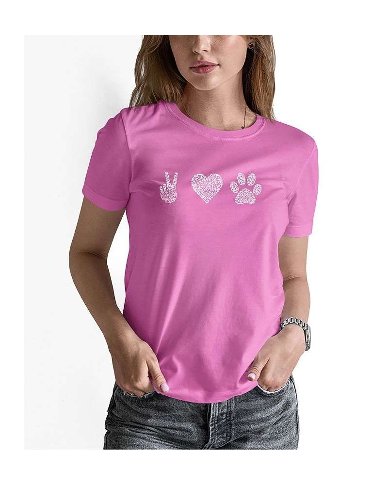 Women's Peace Love Dogs Word Art T-shirt Pink $14.35 Tops