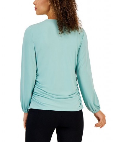 Women's Zip-Front Ruched Top Jade Isle $14.30 Tops