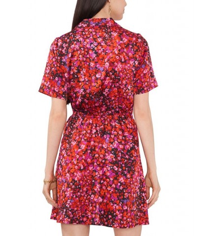 Women's Floral-Print Collared V-Neck Wrap Dress Lavender Haze $48.07 Dresses