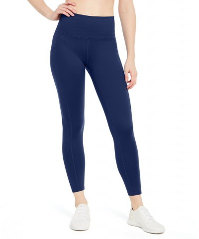 Women's Compression High-Waist Side-Pocket 7/8 Length Leggings XS-4X Blue $16.35 Pants