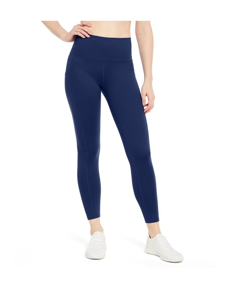 Women's Compression High-Waist Side-Pocket 7/8 Length Leggings XS-4X Blue $16.35 Pants