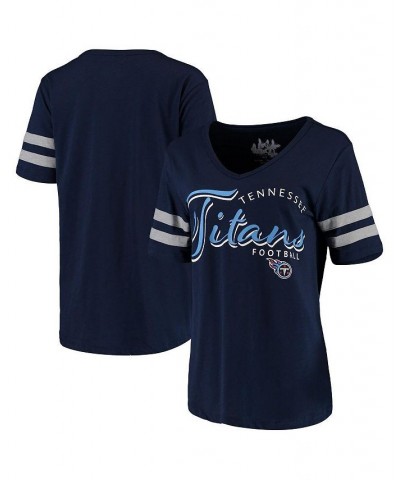 Women's Navy Tennessee Titans Triple Play V-Neck T-shirt Navy $23.75 Tops