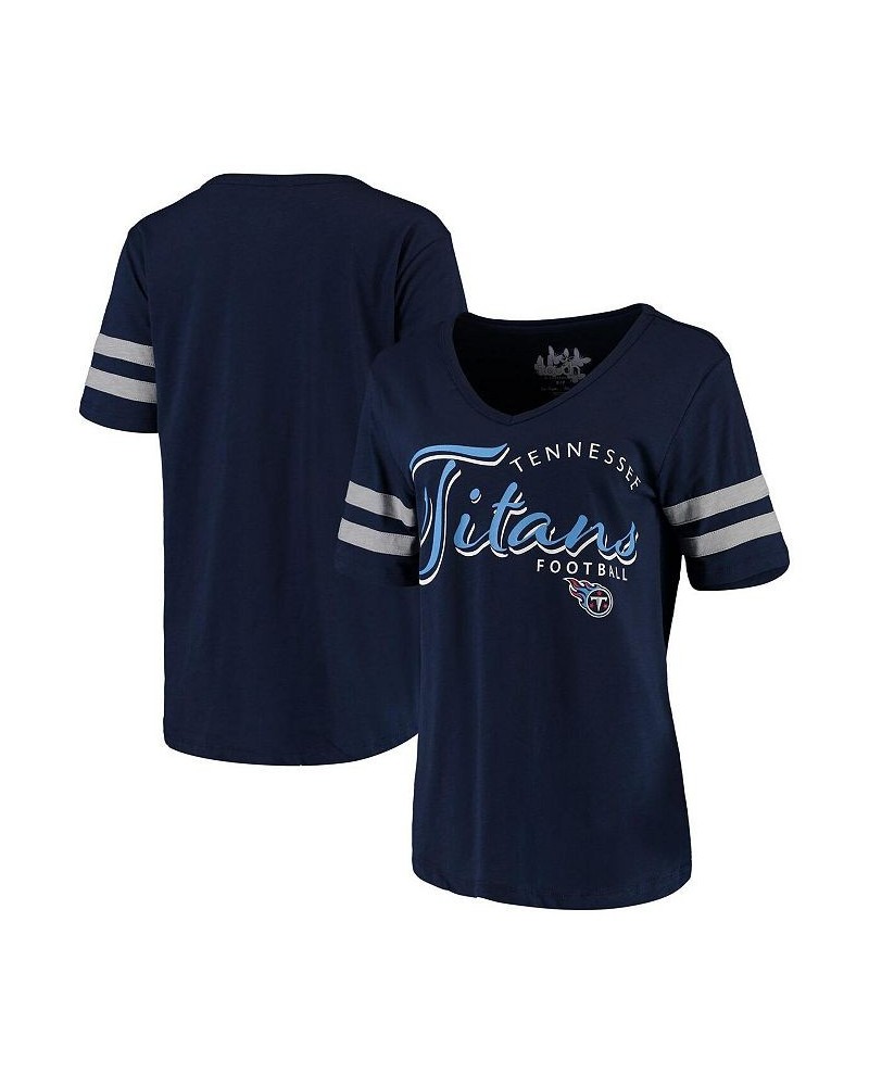 Women's Navy Tennessee Titans Triple Play V-Neck T-shirt Navy $23.75 Tops