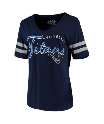 Women's Navy Tennessee Titans Triple Play V-Neck T-shirt Navy $23.75 Tops