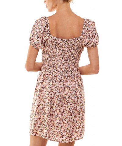 As You Wish Juniors' Puff-Sleeve Dress Rose Floral $28.42 Dresses