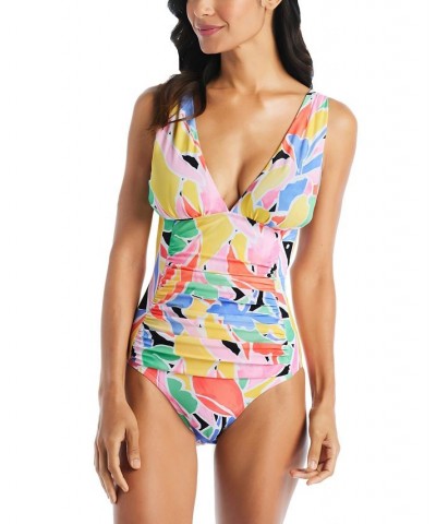 Women's Palm Beach Ruched One-Piece Swimsuit Multi $76.32 Swimsuits