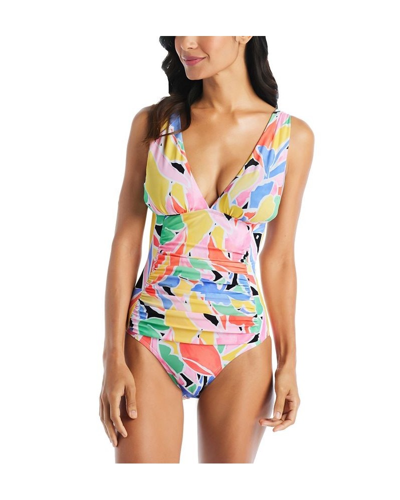 Women's Palm Beach Ruched One-Piece Swimsuit Multi $76.32 Swimsuits