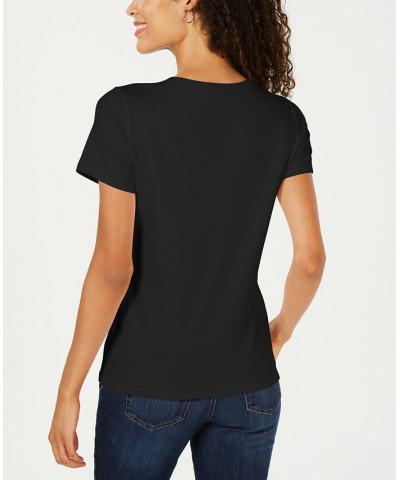 Petite Cotton Henley Top Deep Black $9.50 Tops