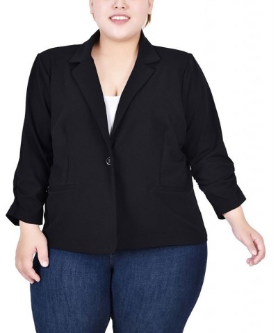 Plus Size Long Sleeve Scuba Crepe Jacket Black $15.30 Jackets