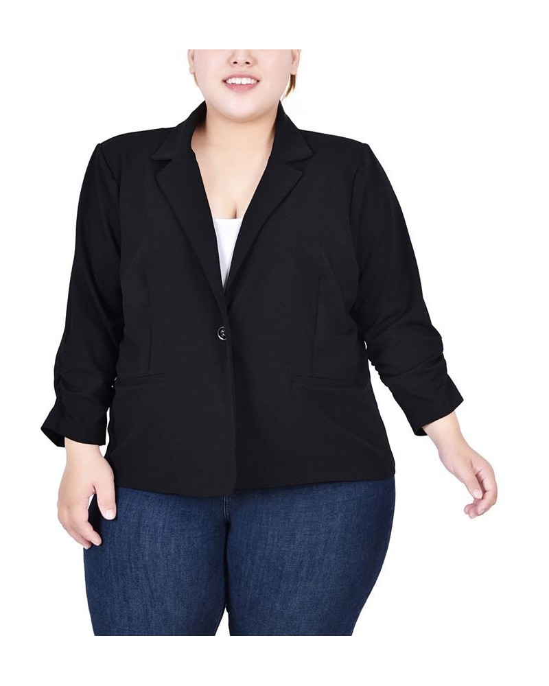 Plus Size Long Sleeve Scuba Crepe Jacket Black $15.30 Jackets