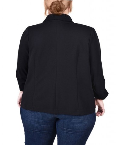 Plus Size Long Sleeve Scuba Crepe Jacket Black $15.30 Jackets