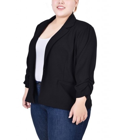 Plus Size Long Sleeve Scuba Crepe Jacket Black $15.30 Jackets