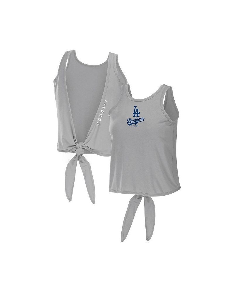 Women's Gray Los Angeles Dodgers Open Back Twist Tie Tank Top Gray $23.00 Tops