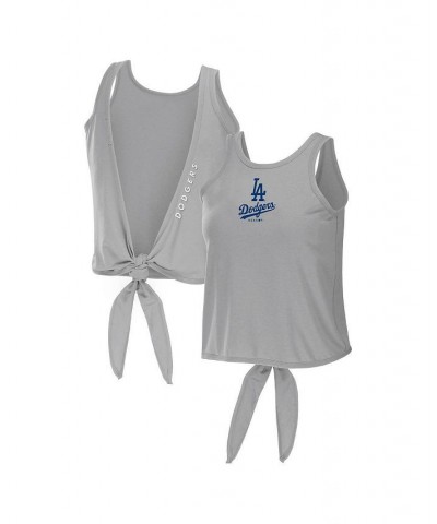 Women's Gray Los Angeles Dodgers Open Back Twist Tie Tank Top Gray $23.00 Tops