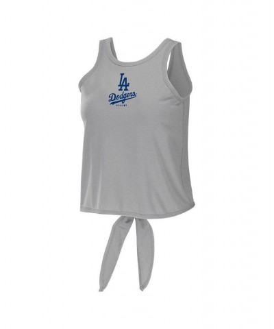 Women's Gray Los Angeles Dodgers Open Back Twist Tie Tank Top Gray $23.00 Tops