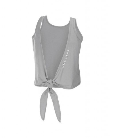 Women's Gray Los Angeles Dodgers Open Back Twist Tie Tank Top Gray $23.00 Tops