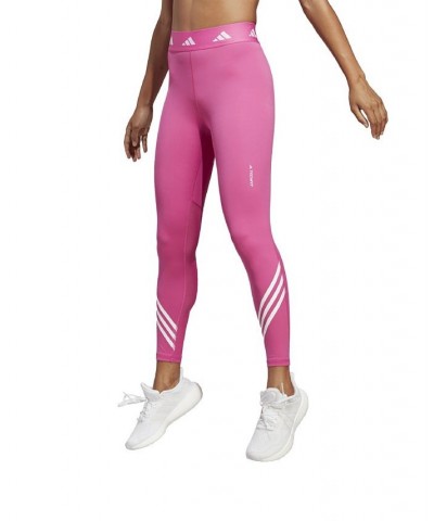 Women's Techfit 3-Stripes Elastic Waist 7/8 Leggings Pink $22.79 Pants