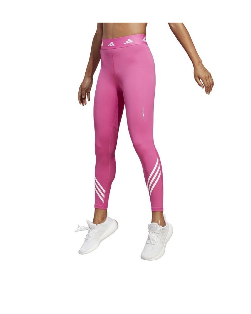 Women's Techfit 3-Stripes Elastic Waist 7/8 Leggings Pink $22.79 Pants